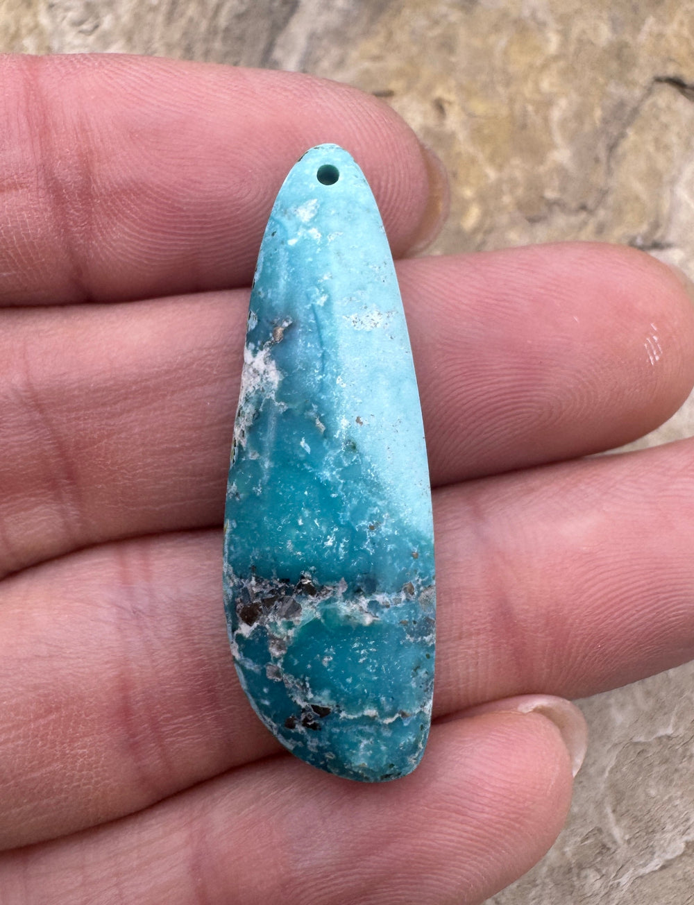 Ithaca Peak Turquoise (Arizona) Focal Pendant Bead 12x37mm
