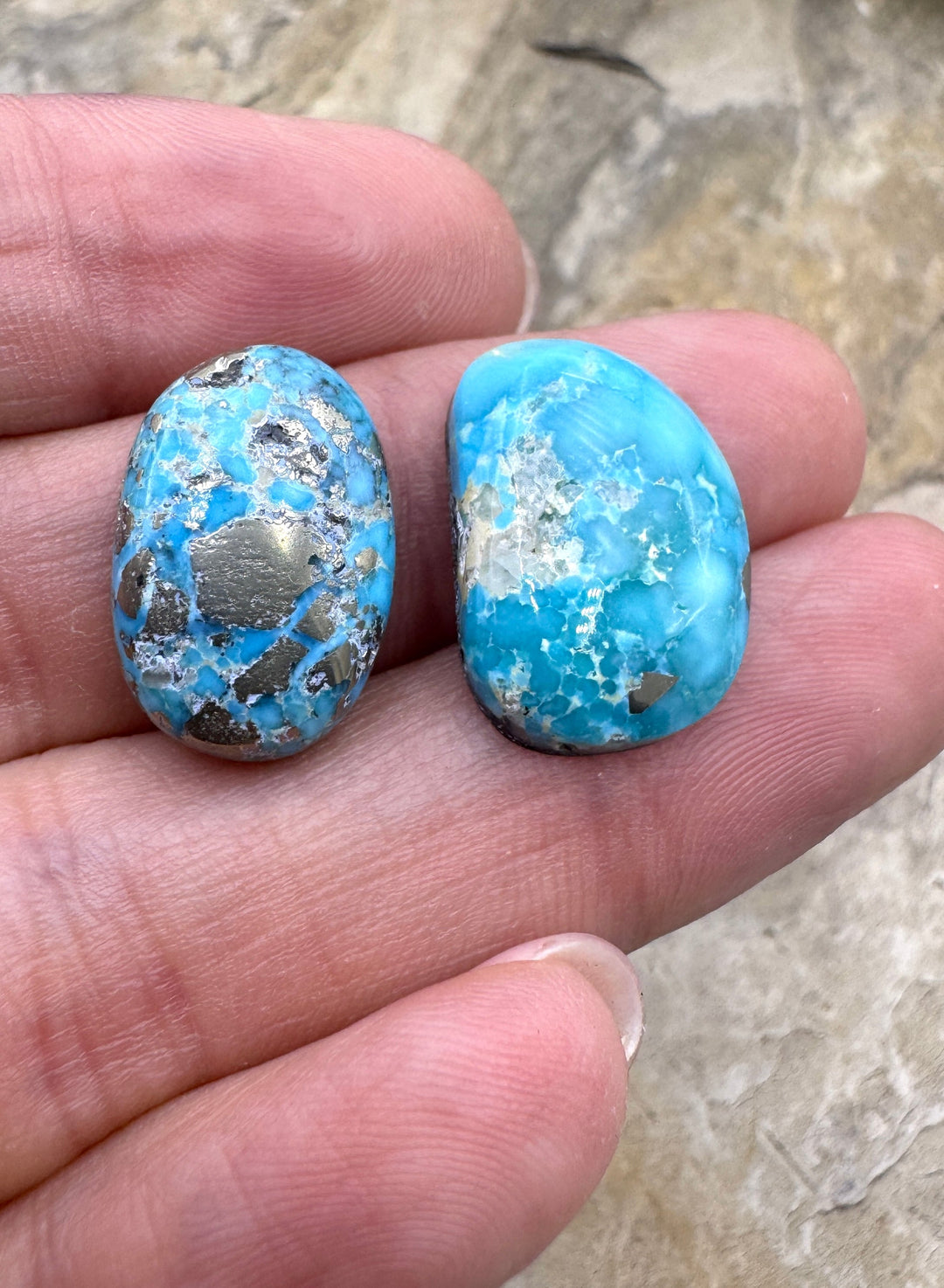 Ithaca Peak Turquoise (Arizona) Lot of 2 Cabs 13x19mm
