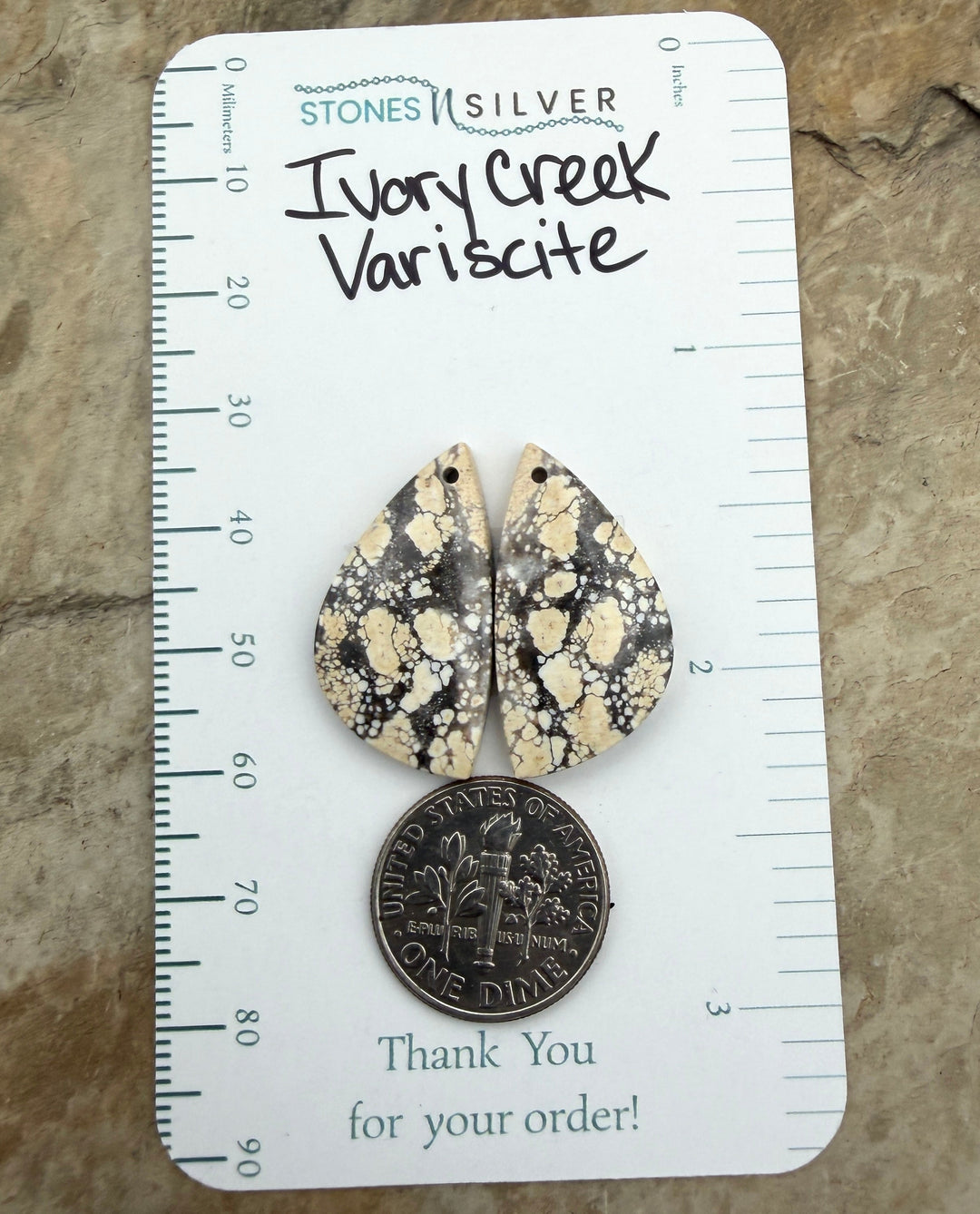 Ivory Creek Variscite (Kazakhstan) Matching Earring Slab