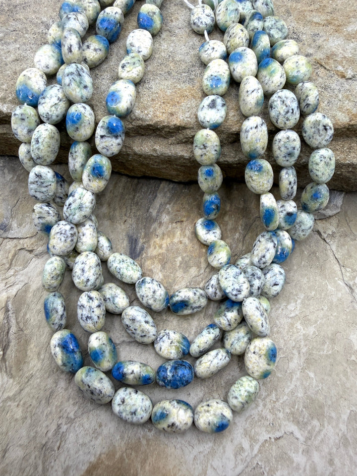 K2 Blue Jasper (Pakistan) Oval Beads 8x10-8x12mm 13 Inch
