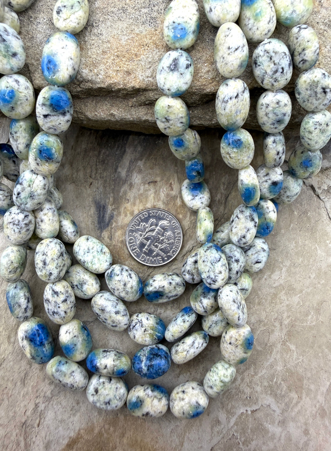 K2 Blue Jasper (Pakistan) Oval Beads 8x10-8x12mm 13 Inch
