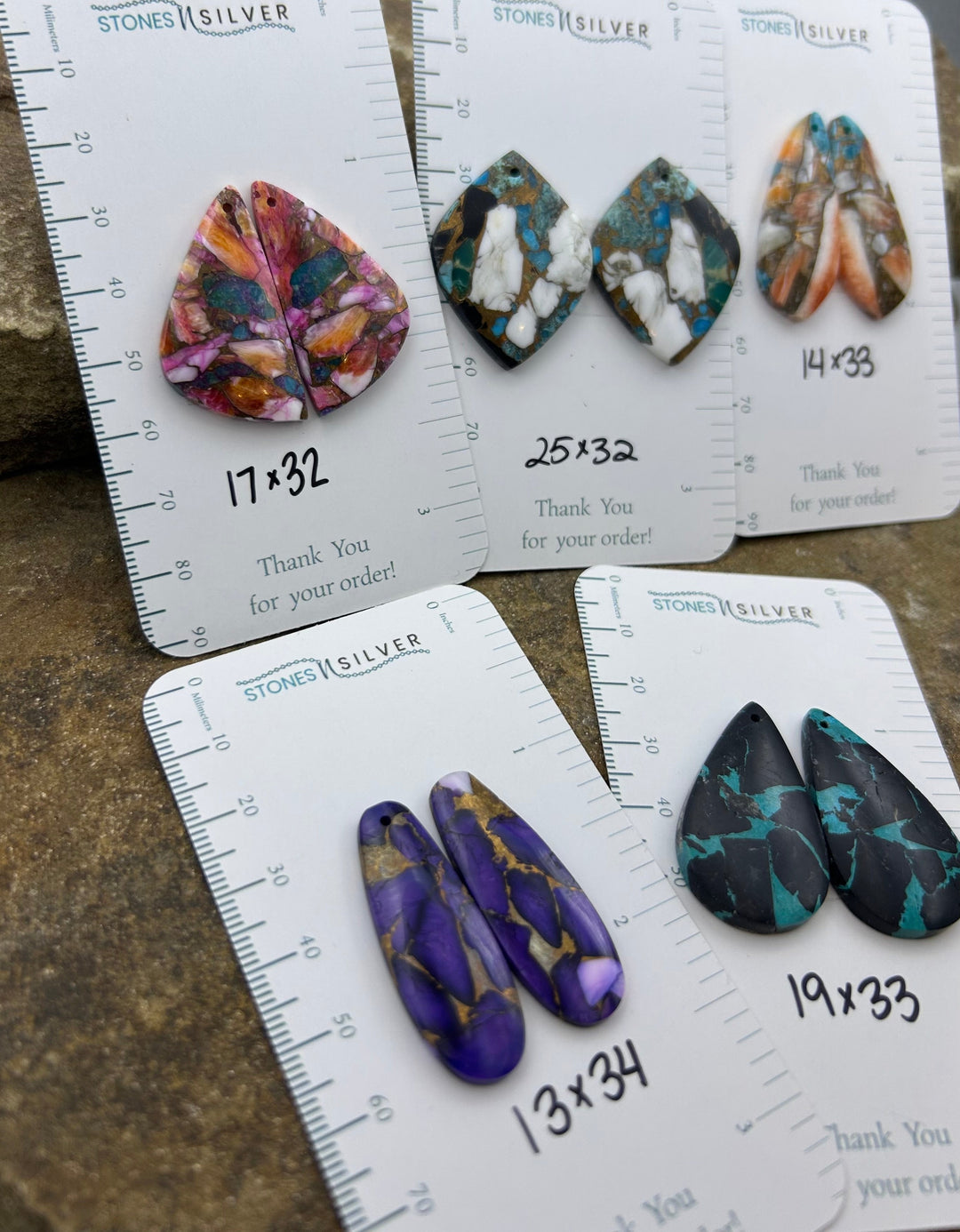 Kingman Composite Block Lot of 5 Matching Earring Bead Slab