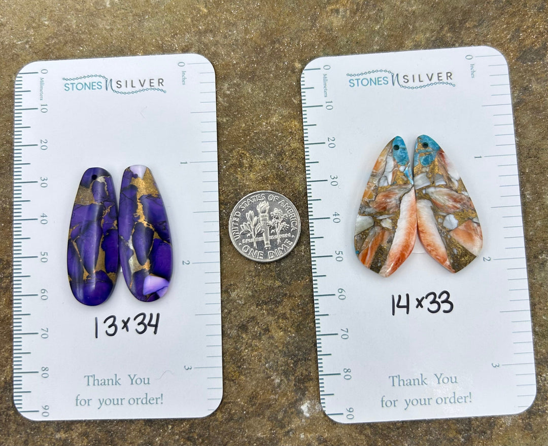 Kingman Composite Block Lot of 5 Matching Earring Bead Slab