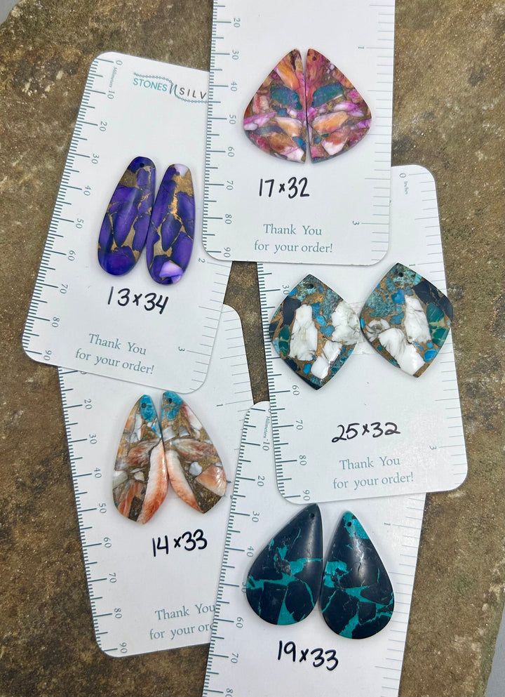 Kingman Composite Block Lot of 5 Matching Earring Bead Slab