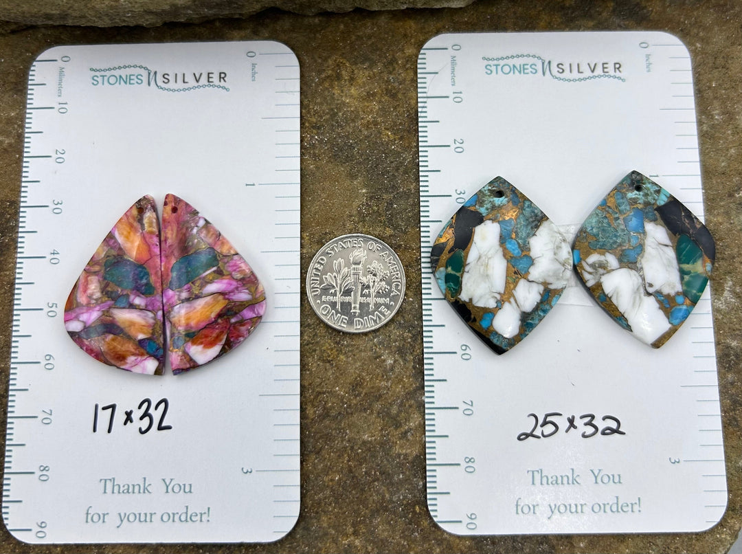 Kingman Composite Block Lot of 5 Matching Earring Bead Slab