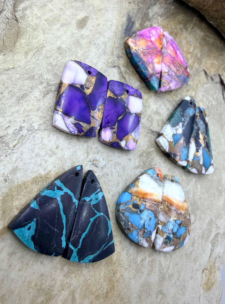 Kingman Composite Block Lot of 5 Matching Earring Slab