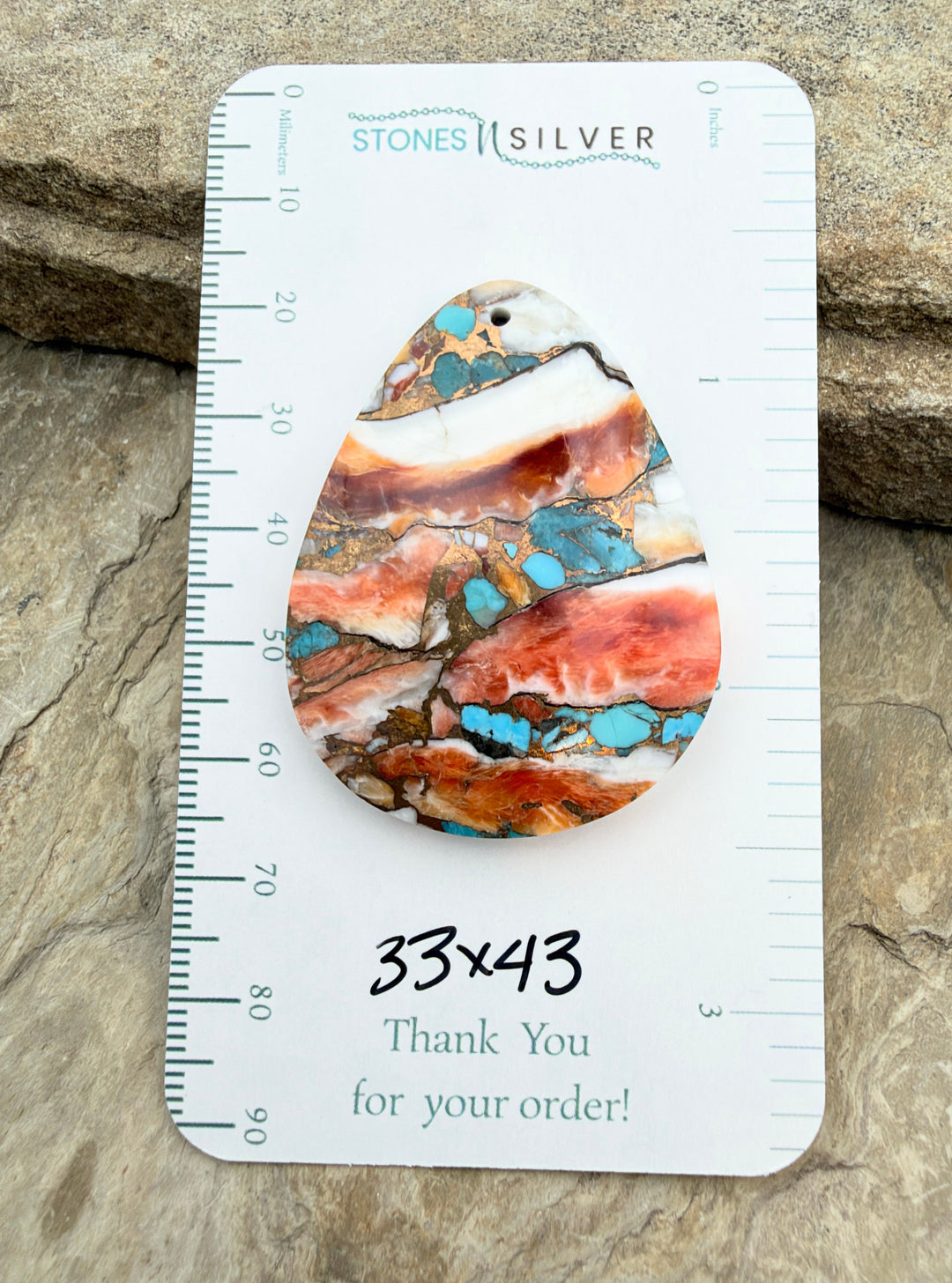 Kingman Turquoise and Orange Spiny Oyster with Bronze