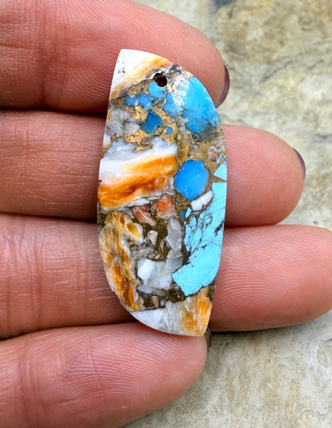 Kingman Turquoise and Orange Spiny Oyster with Bronze