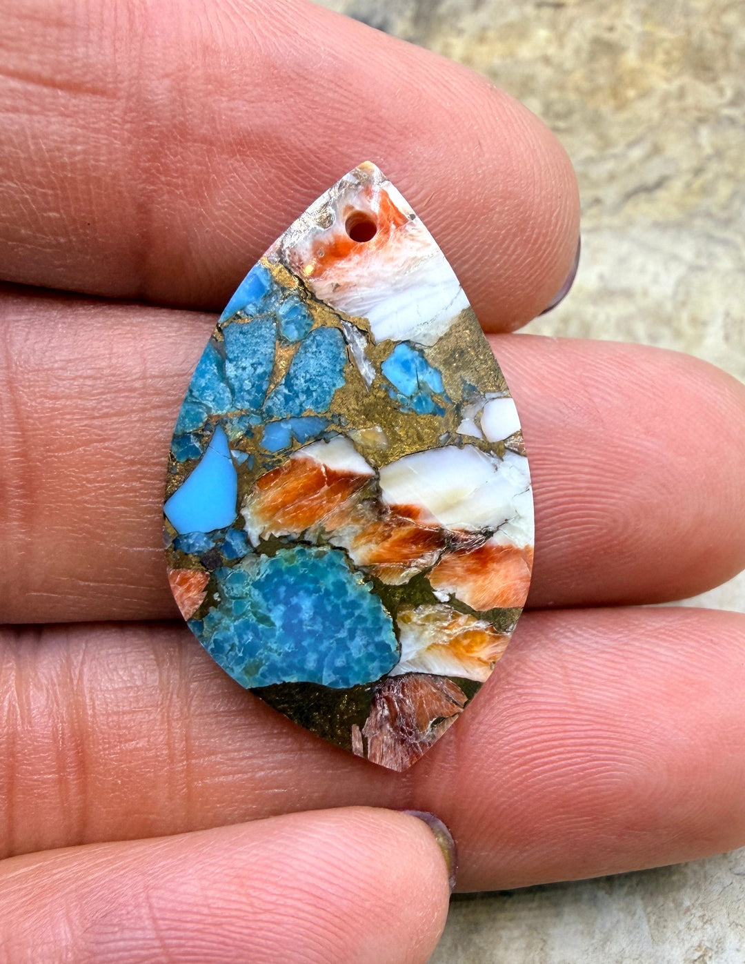 Kingman Turquoise and Orange Spiny Oyster with Bronze