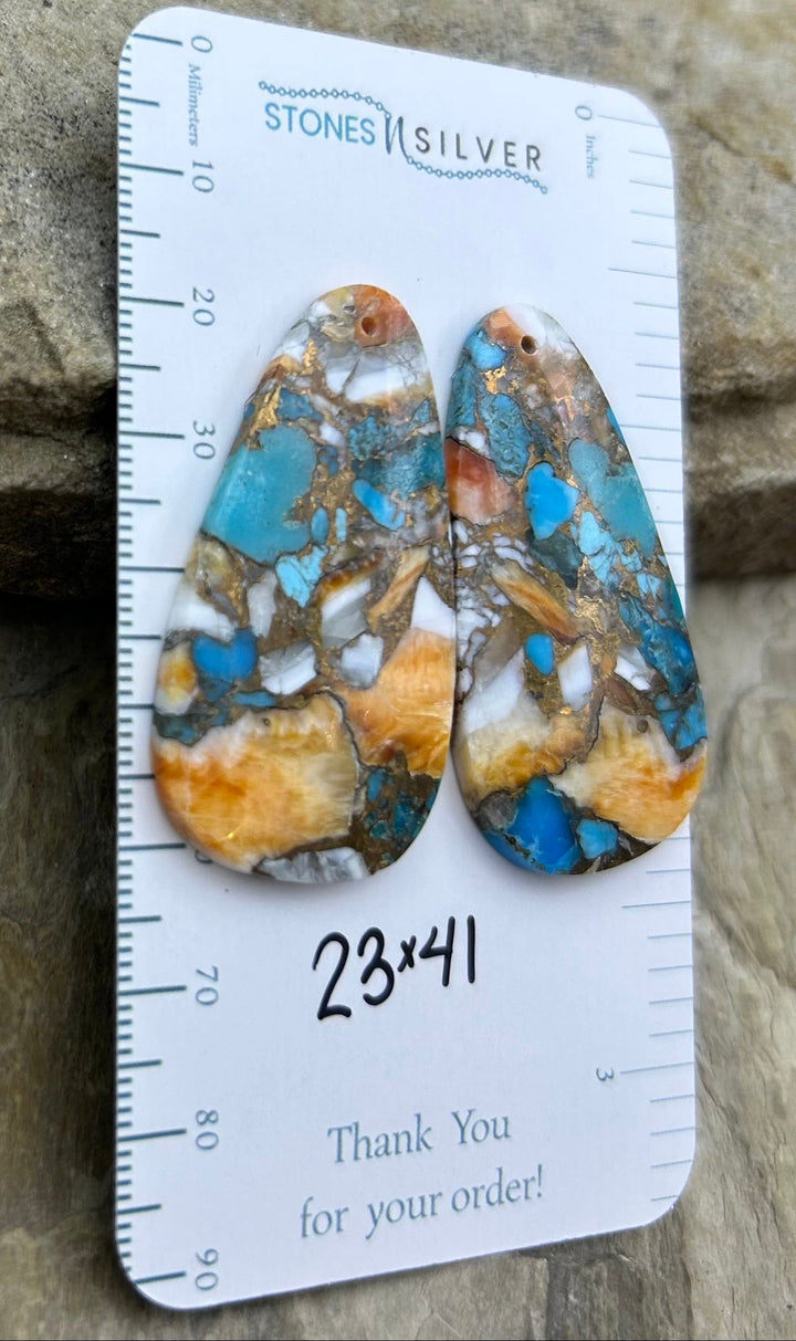 Kingman Turquoise and Orange Spiny Oyster with Bronze