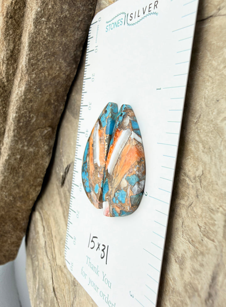 Kingman Turquoise and Orange Spiny Oyster with Bronze