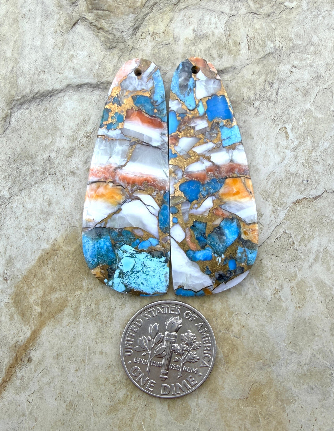 Kingman Turquoise and Orange Spiny Oyster with Bronze
