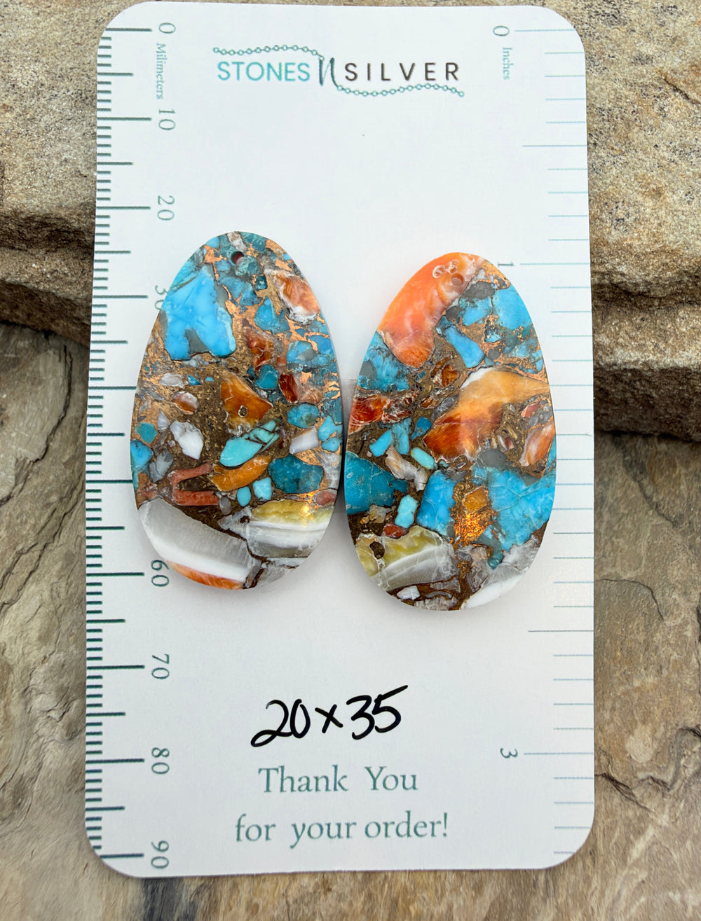 Kingman Turquoise and Orange Spiny Oyster with Bronze