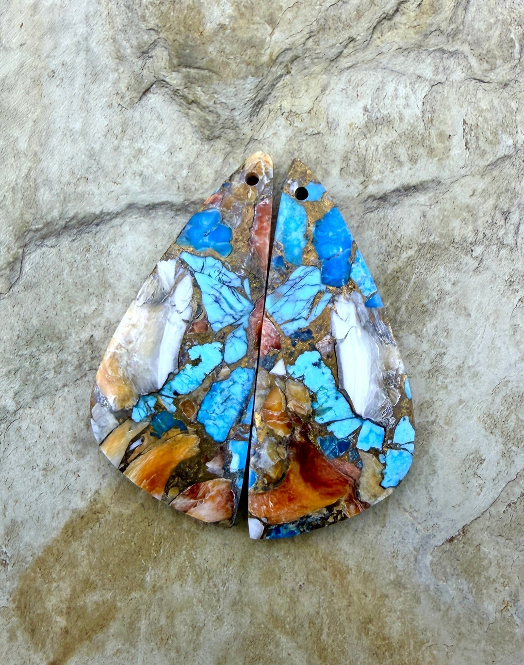 Kingman Turquoise and Orange Spiny Oyster with Bronze