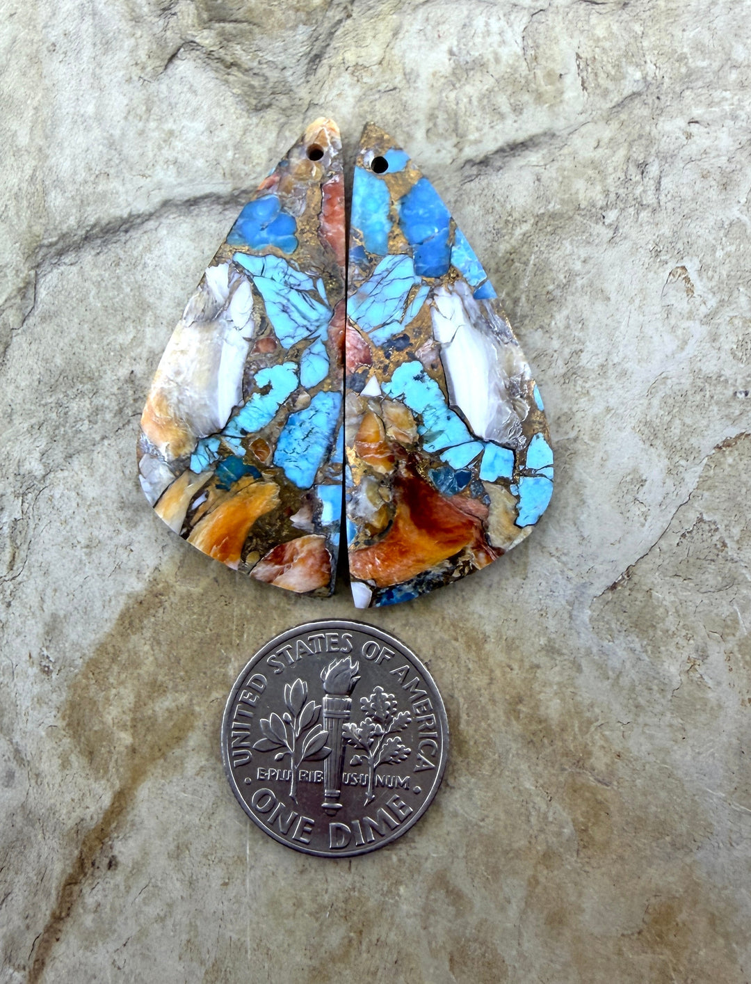 Kingman Turquoise and Orange Spiny Oyster with Bronze