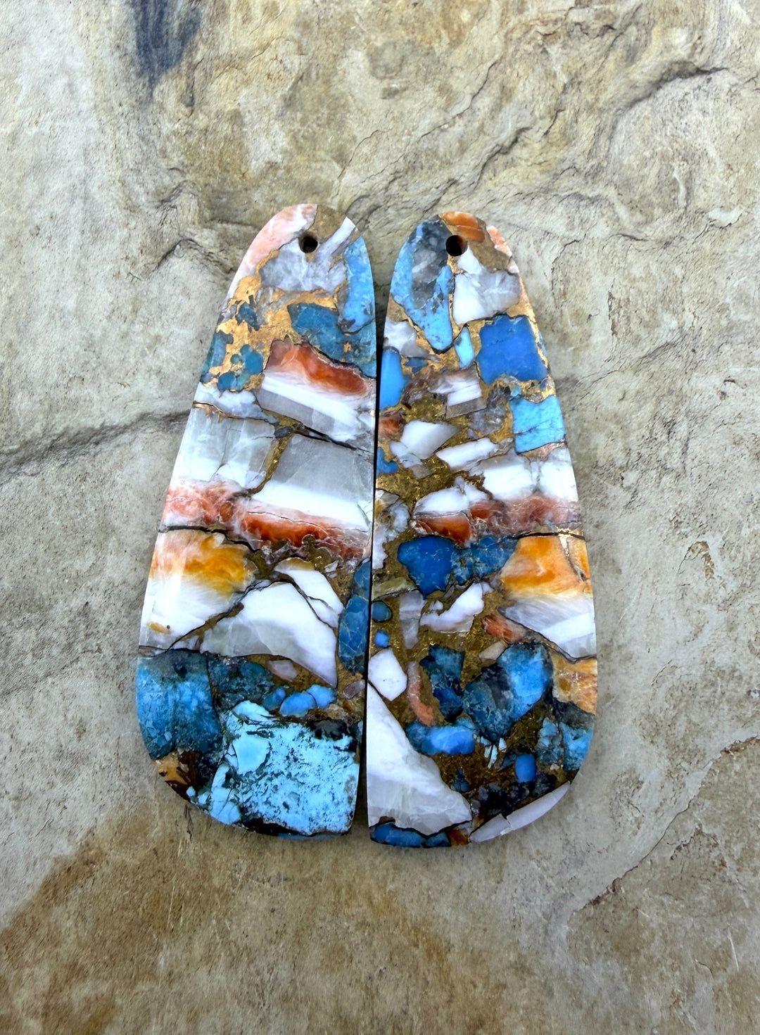 Kingman Turquoise and Orange Spiny Oyster with Bronze