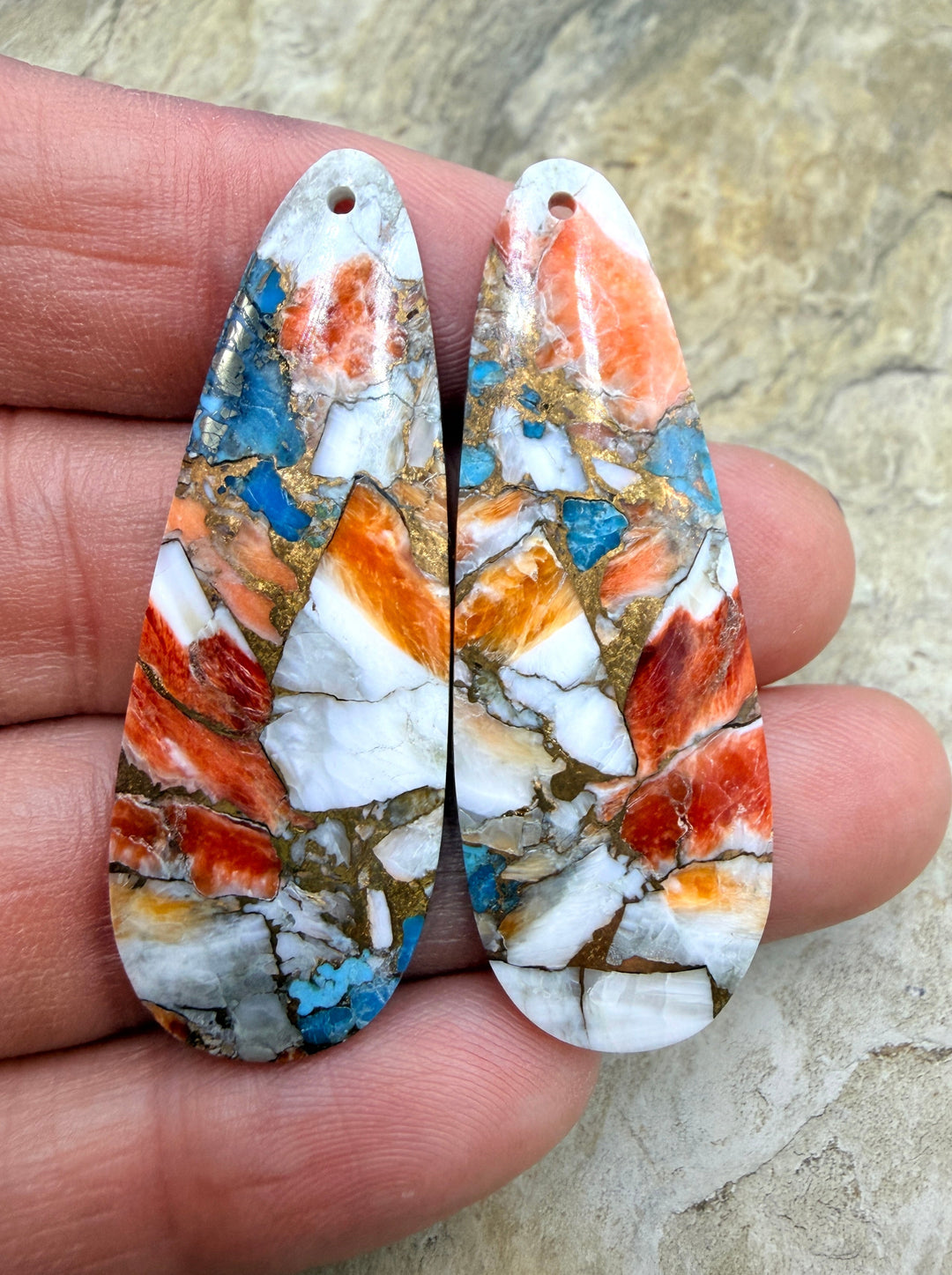 Kingman Turquoise and Orange Spiny Oyster with Bronze