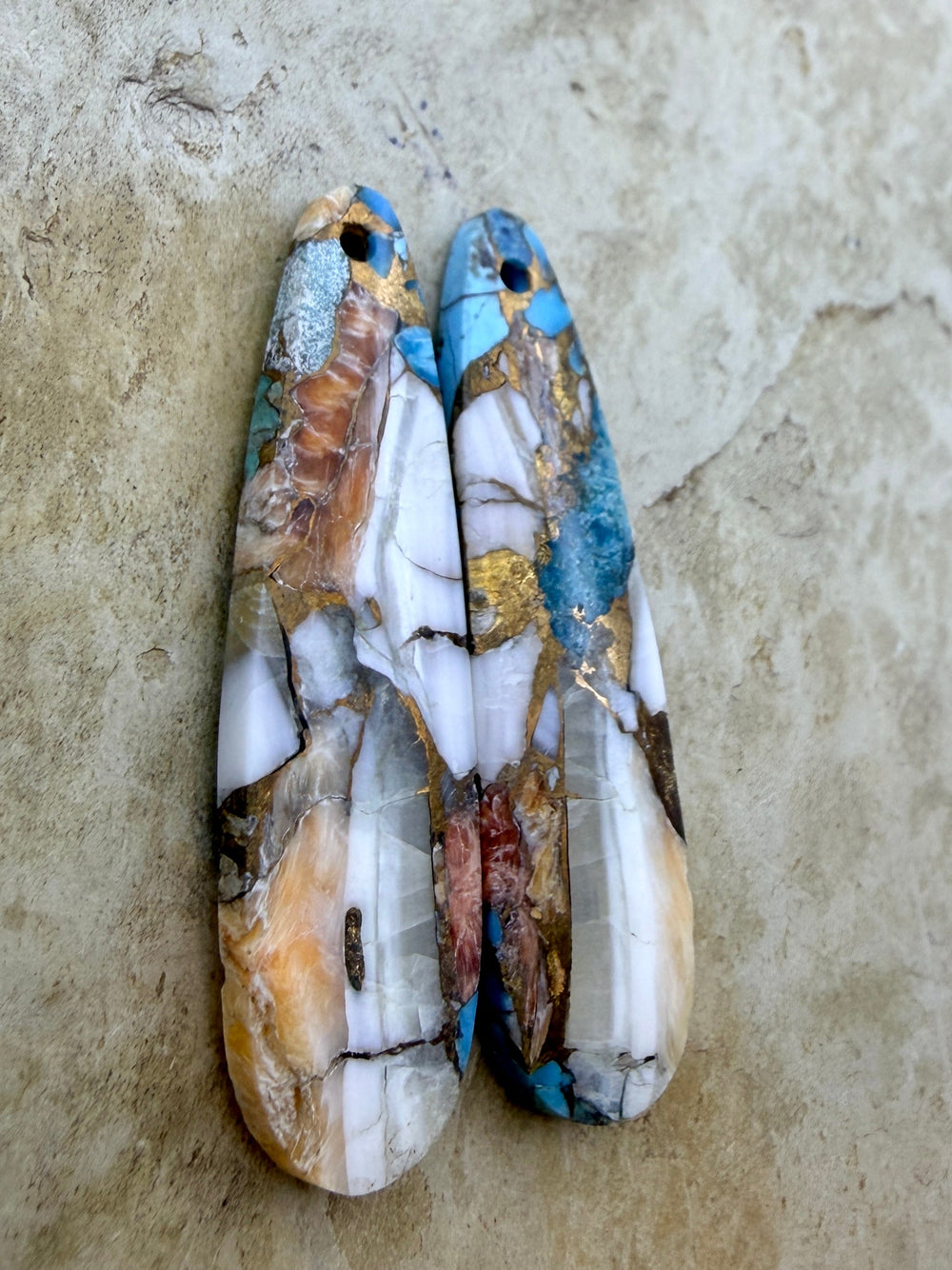 Kingman Turquoise and Orange Spiny Oyster with Bronze
