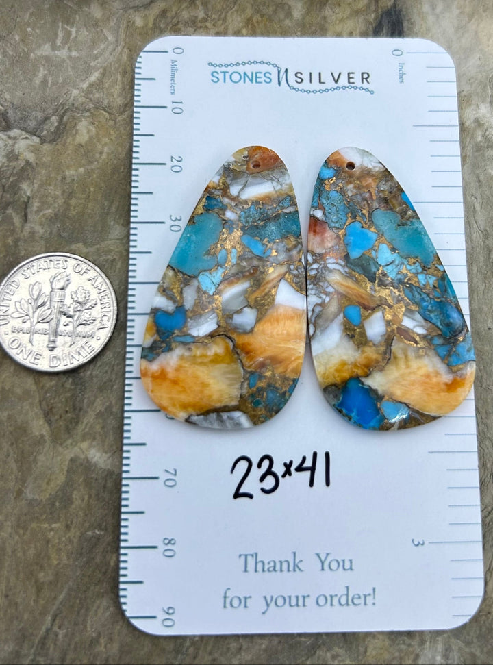 Kingman Turquoise and Orange Spiny Oyster with Bronze