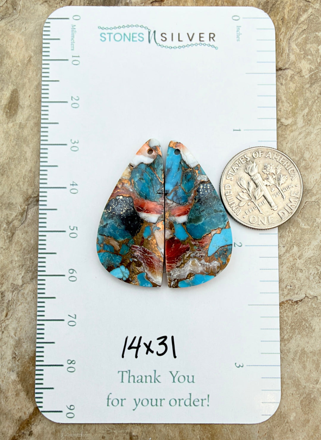 Kingman Turquoise and Orange Spiny Oyster with Bronze