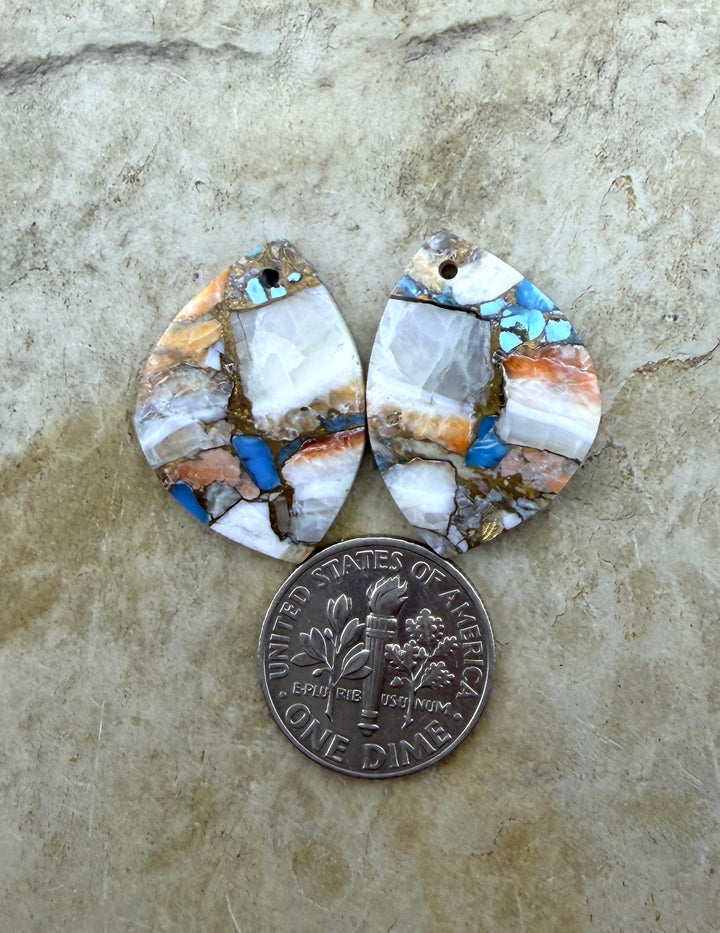 Kingman Turquoise and Orange Spiny Oyster with Bronze