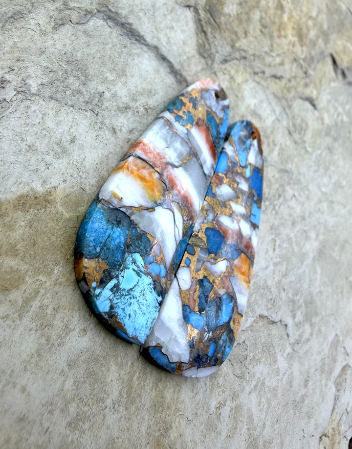 Kingman Turquoise and Orange Spiny Oyster with Bronze