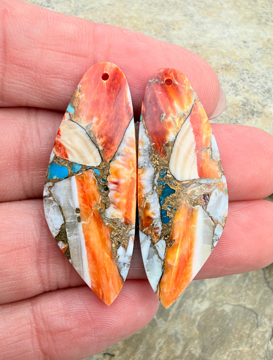 Kingman Turquoise and Orange Spiny Oyster with Bronze
