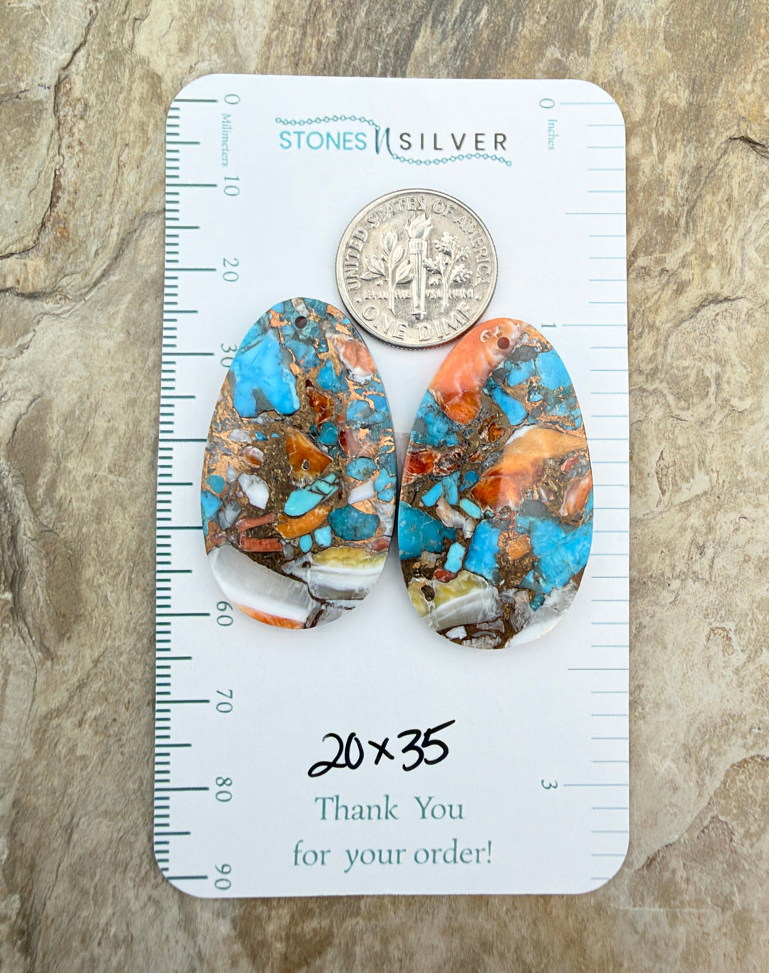 Kingman Turquoise and Orange Spiny Oyster with Bronze