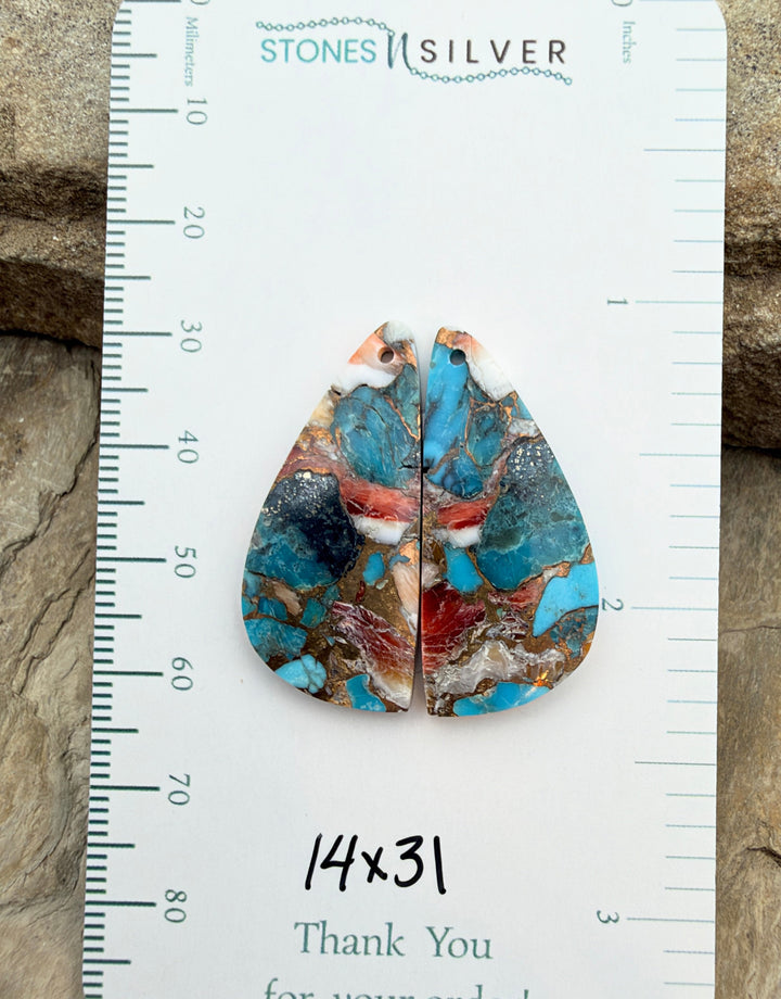 Kingman Turquoise and Orange Spiny Oyster with Bronze