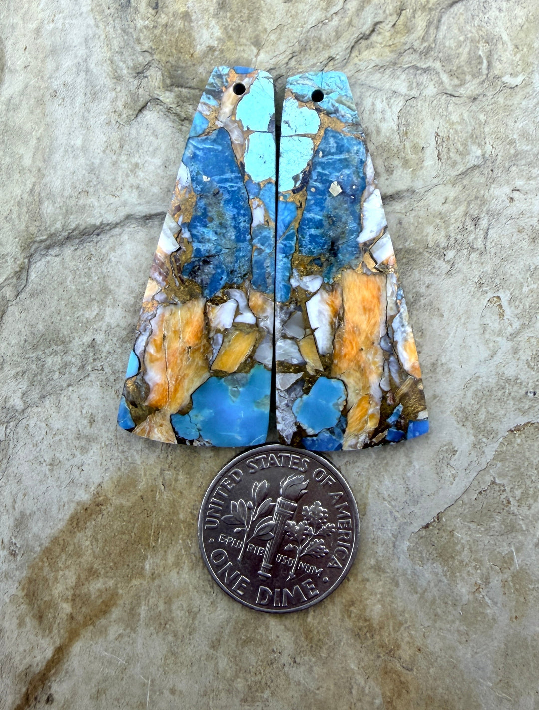 Kingman Turquoise and Orange Spiny Oyster with Bronze