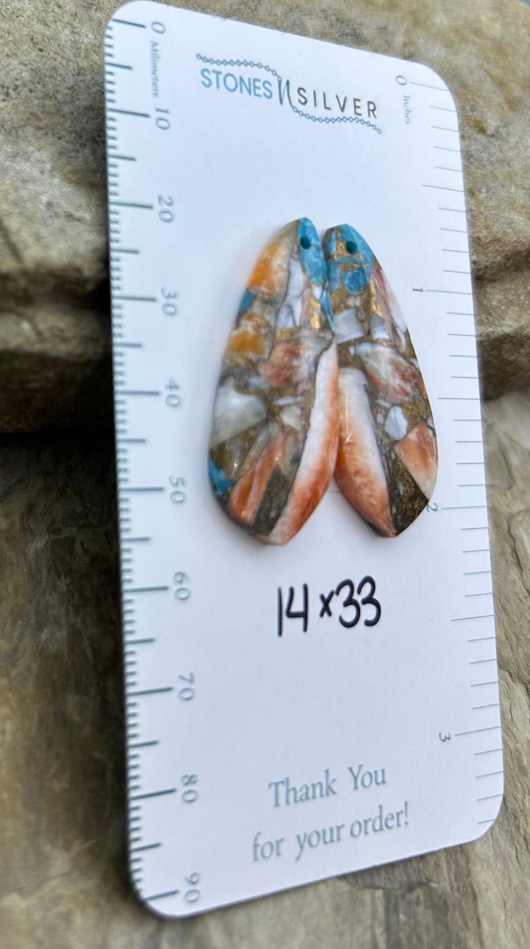 Kingman Turquoise and Orange Spiny Oyster with Bronze
