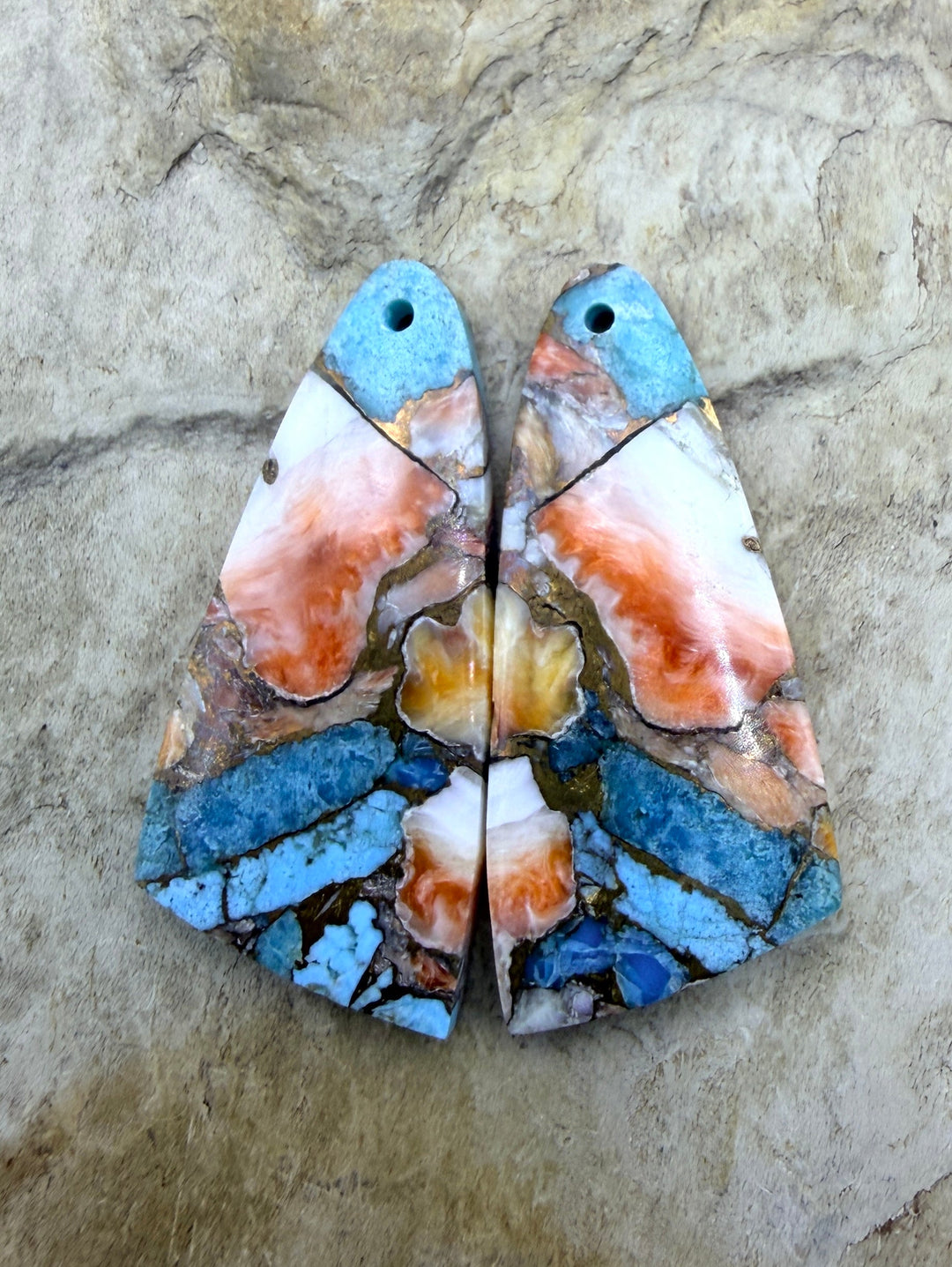 Kingman Turquoise and Orange Spiny Oyster with Bronze