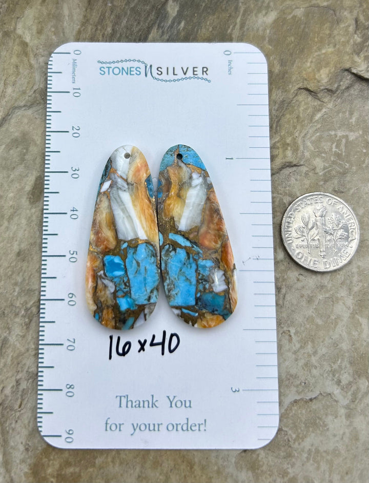 Kingman Turquoise and Orange Spiny Oyster with Bronze