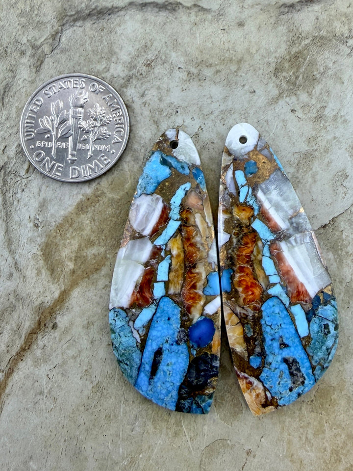 Kingman Turquoise and Orange Spiny Oyster with Bronze