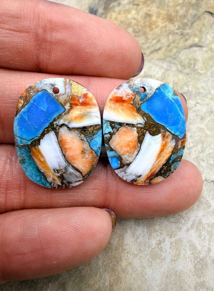 Kingman Turquoise and Orange Spiny Oyster with Bronze