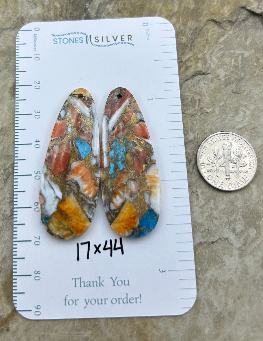 Kingman Turquoise and Orange Spiny Oyster with Bronze