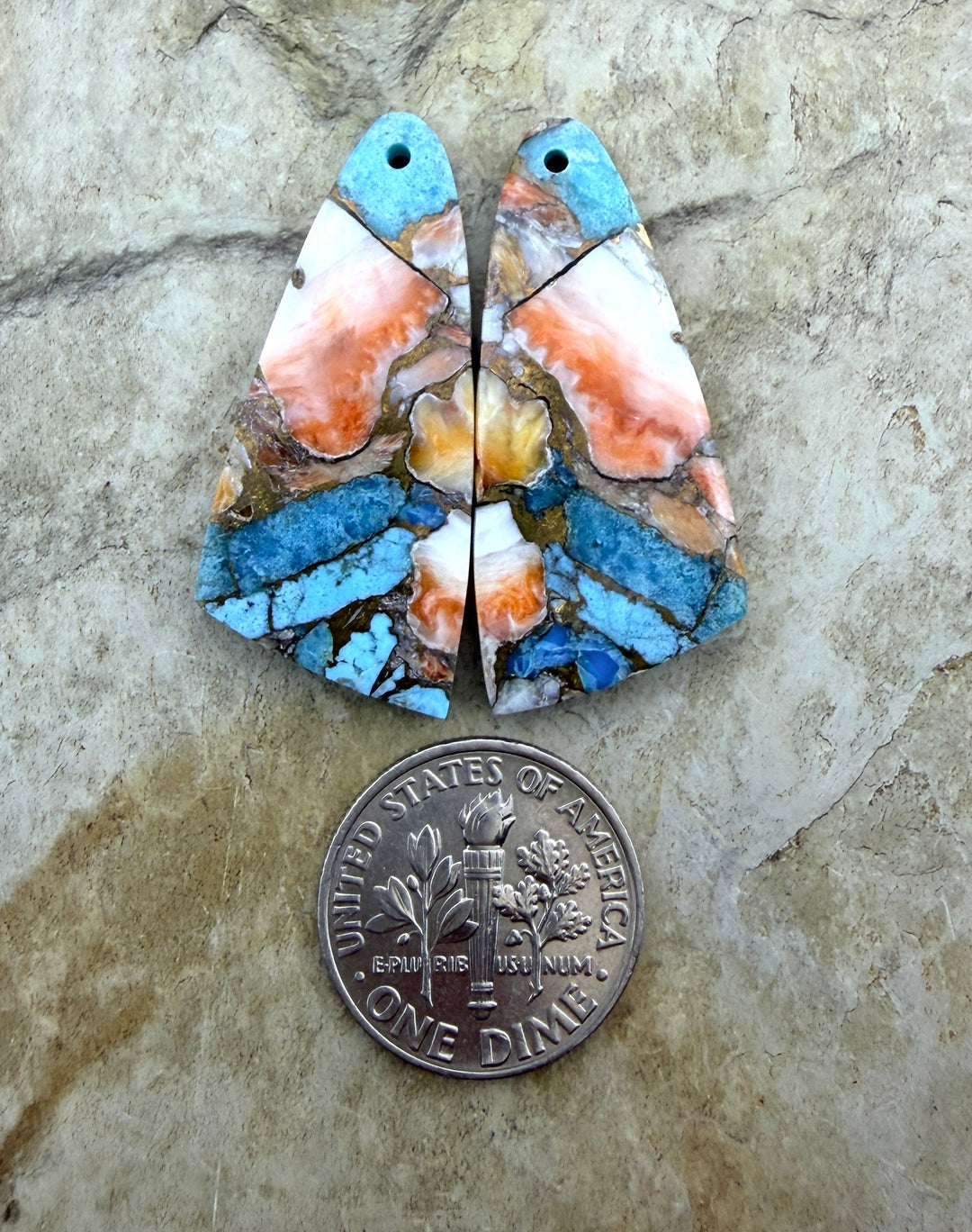 Kingman Turquoise and Orange Spiny Oyster with Bronze