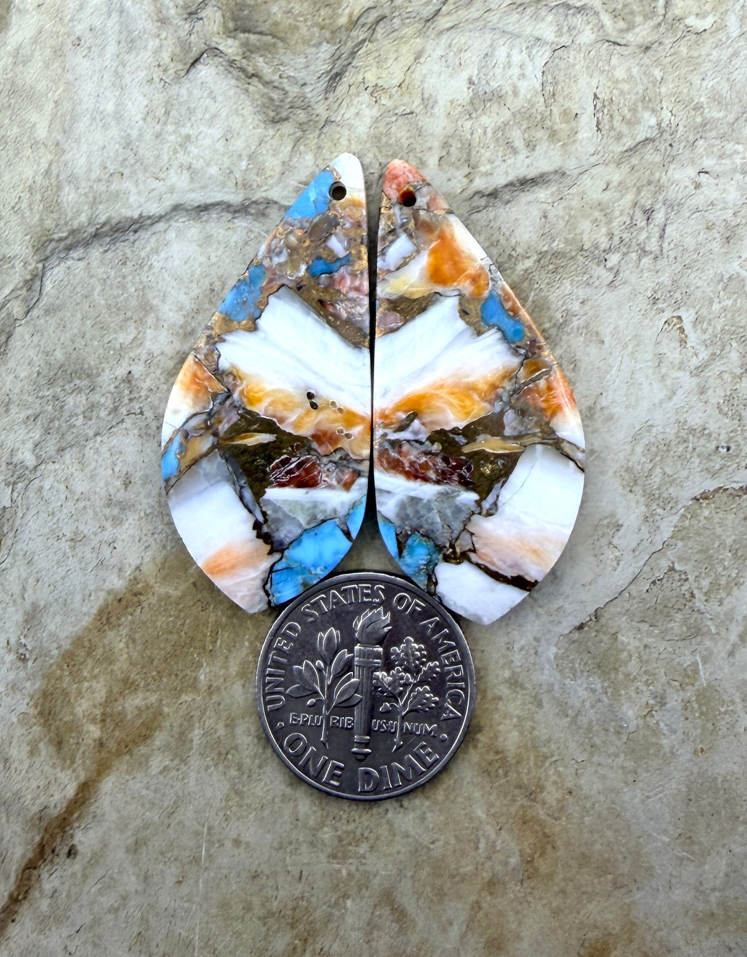 Kingman Turquoise and Orange Spiny Oyster with Bronze