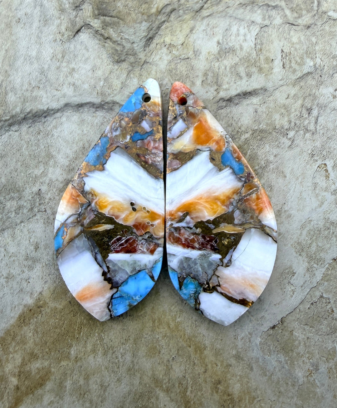 Kingman Turquoise and Orange Spiny Oyster with Bronze