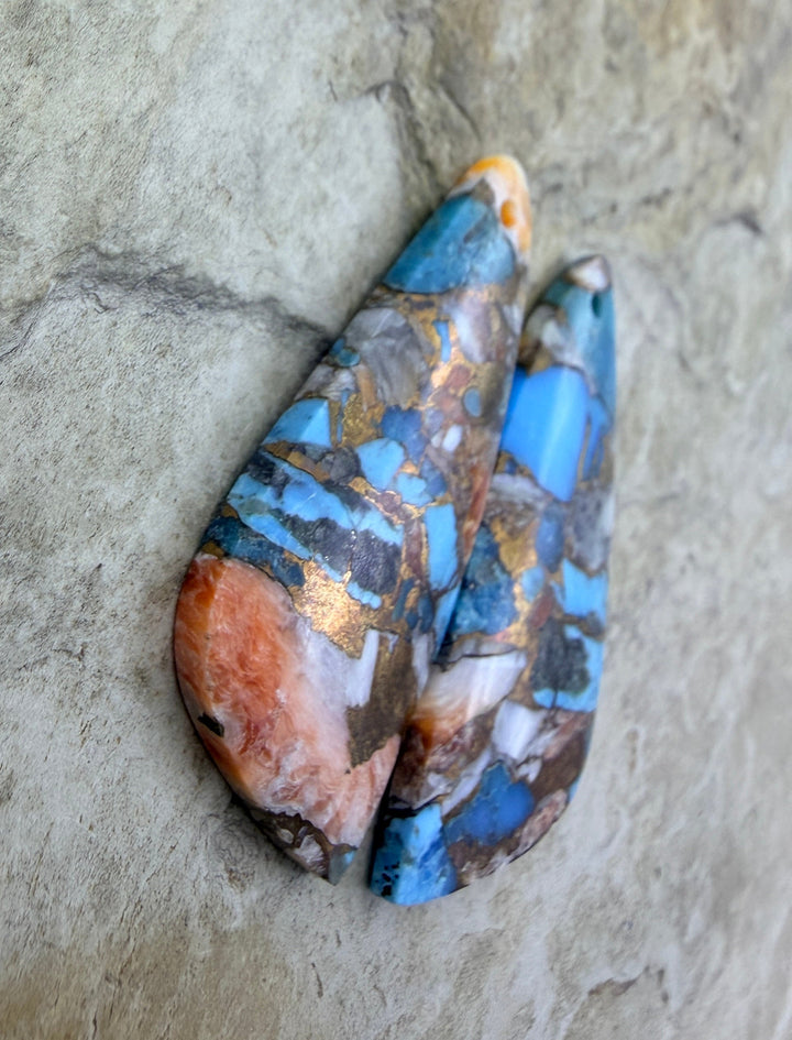 Kingman Turquoise and Orange Spiny Oyster with Bronze