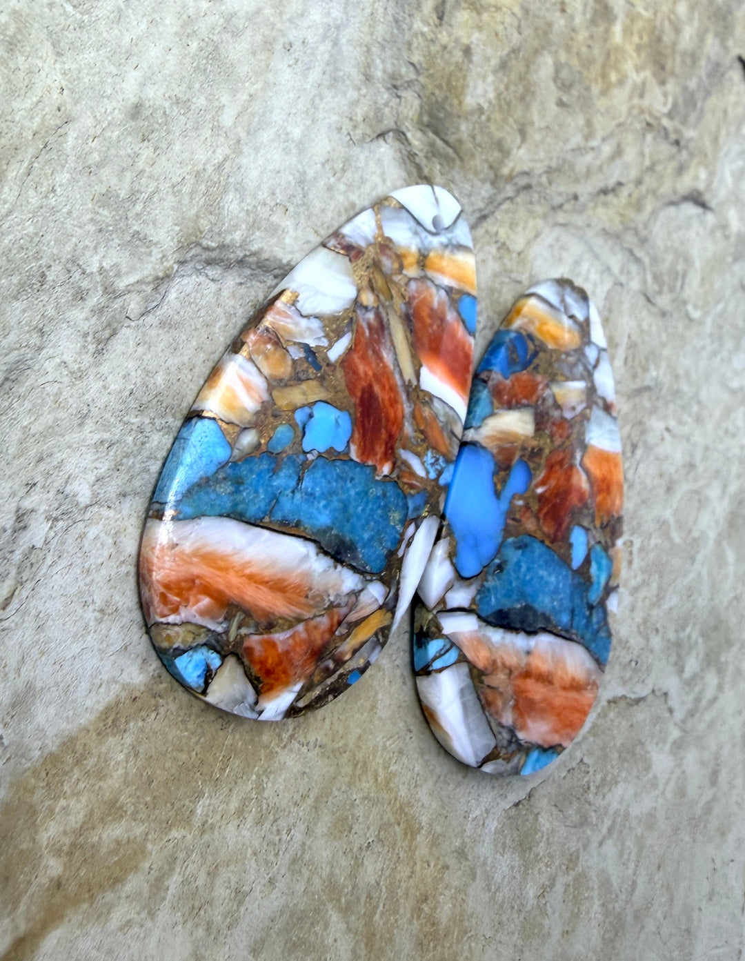 Kingman Turquoise and Orange Spiny Oyster with Bronze