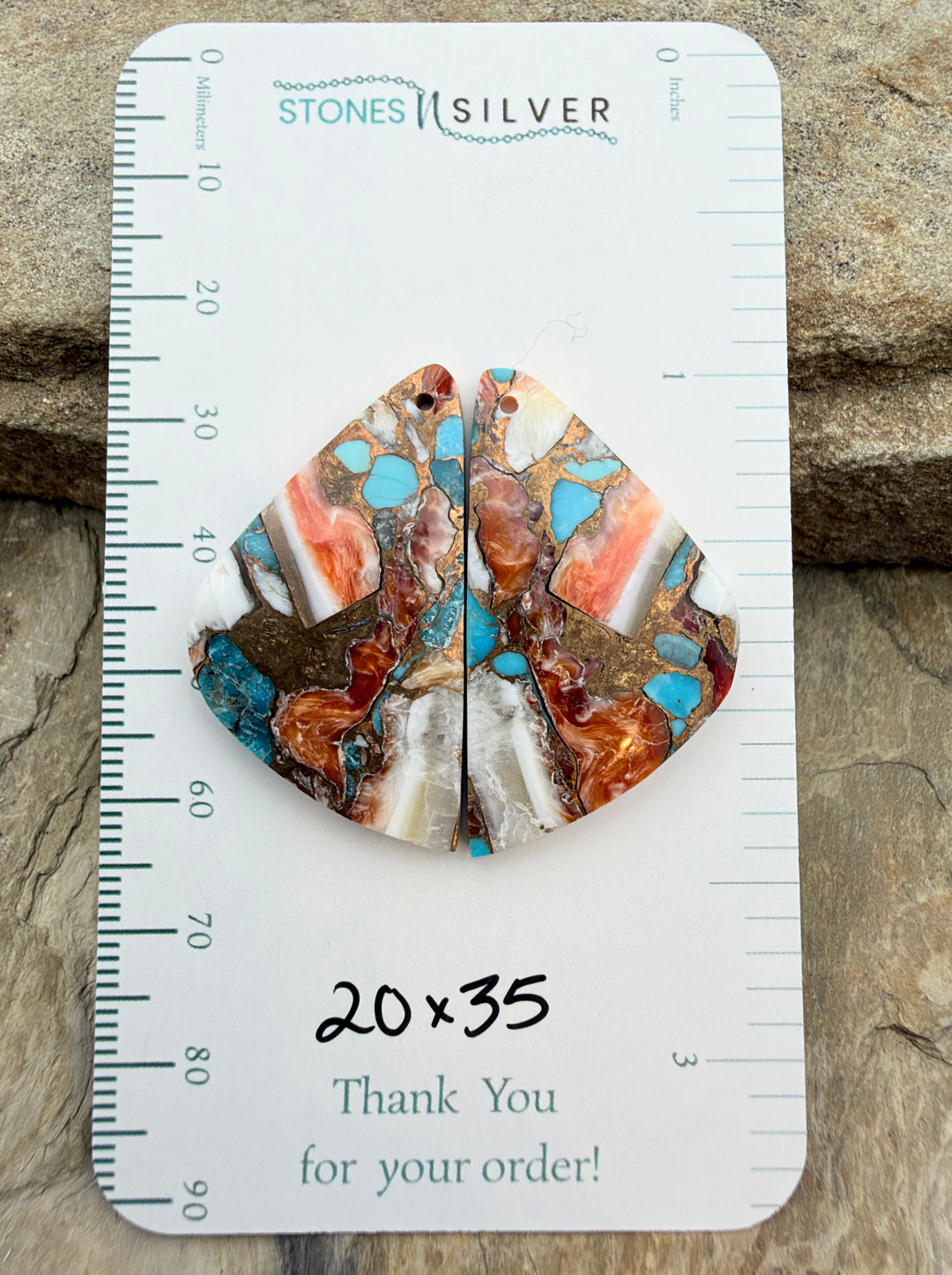 Kingman Turquoise and Orange Spiny Oyster with Bronze