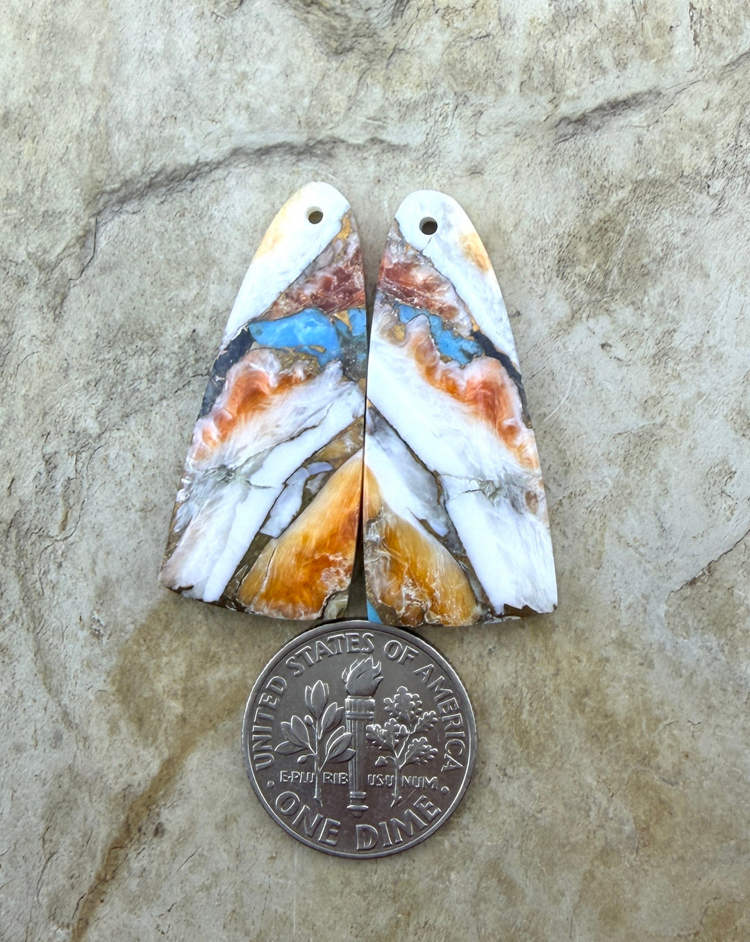 Kingman Turquoise and Orange Spiny Oyster with Bronze