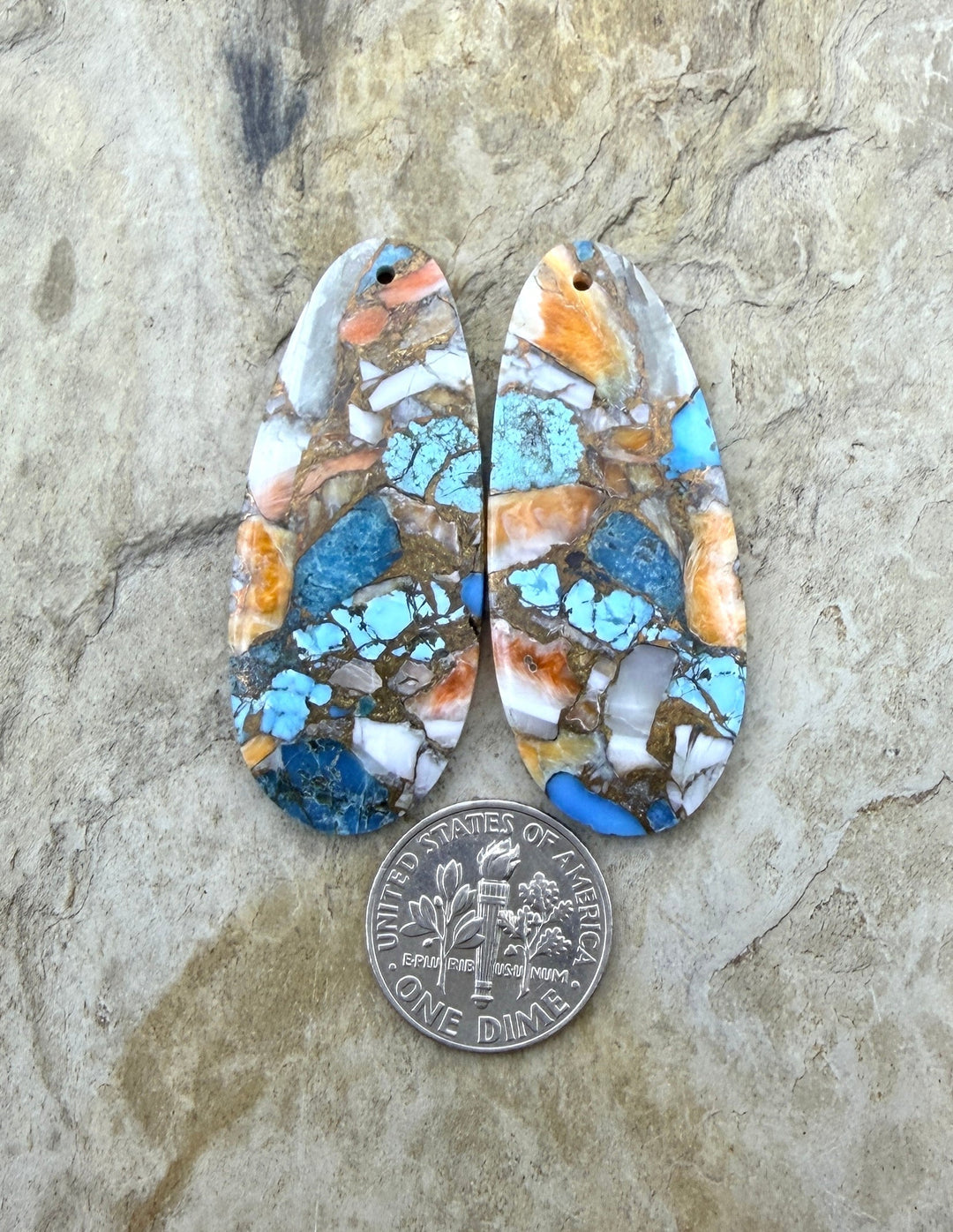 Kingman Turquoise and Orange Spiny Oyster with Bronze