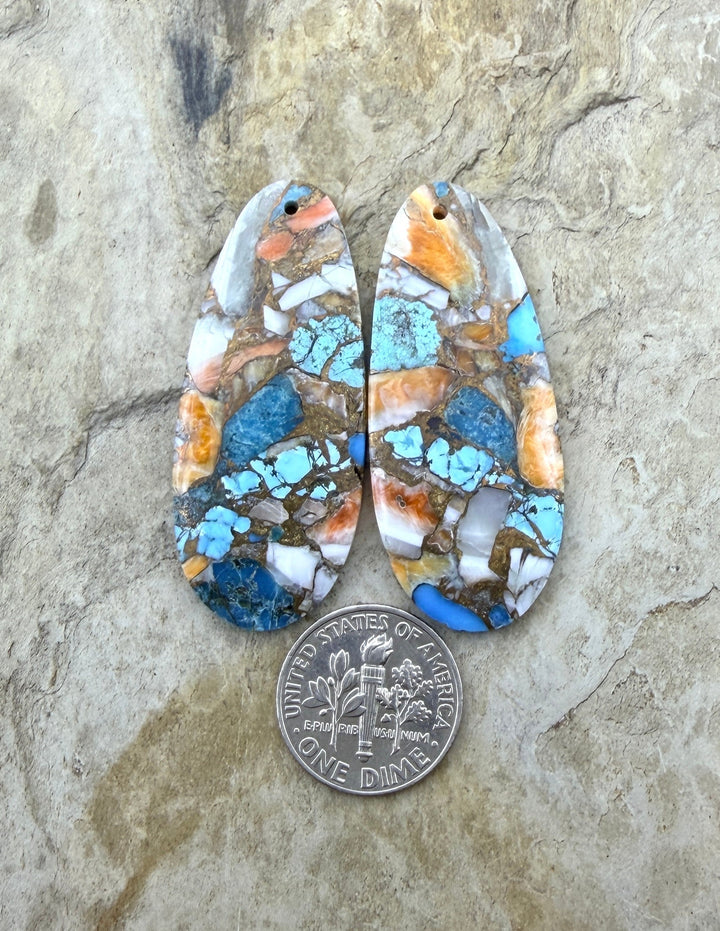 Kingman Turquoise and Orange Spiny Oyster with Bronze