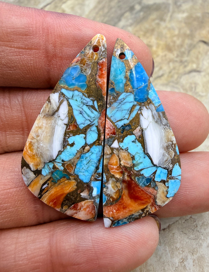 Kingman Turquoise and Orange Spiny Oyster with Bronze