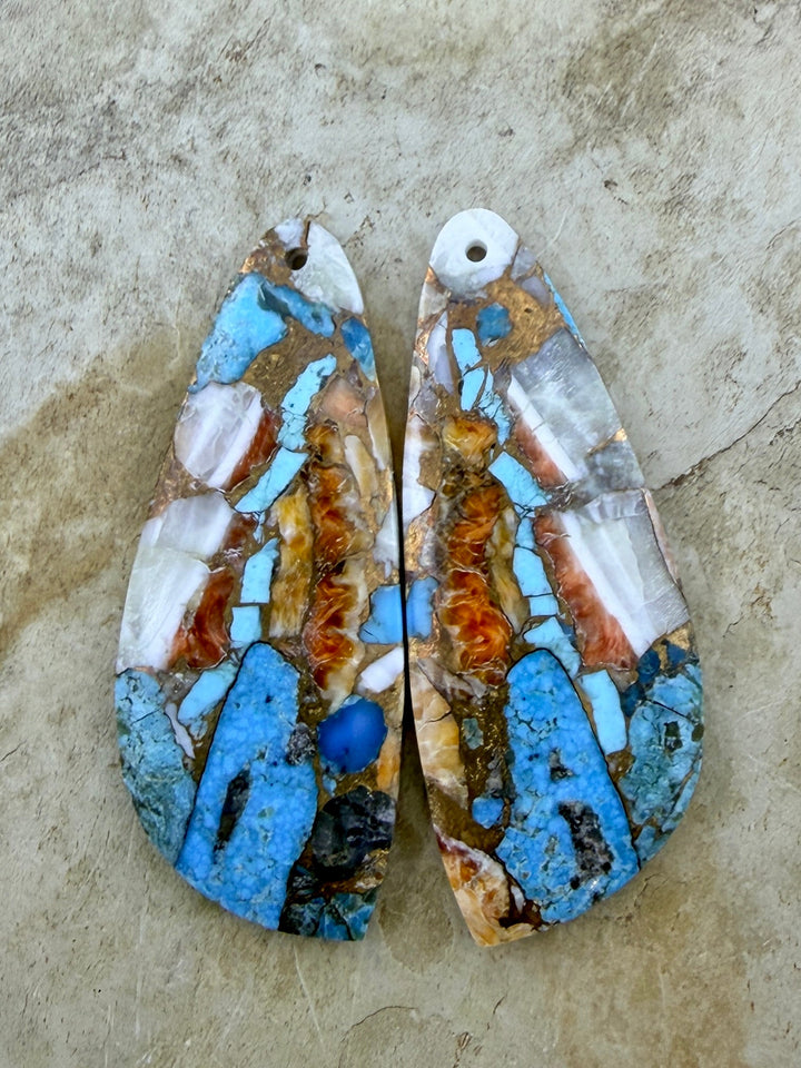 Kingman Turquoise and Orange Spiny Oyster with Bronze