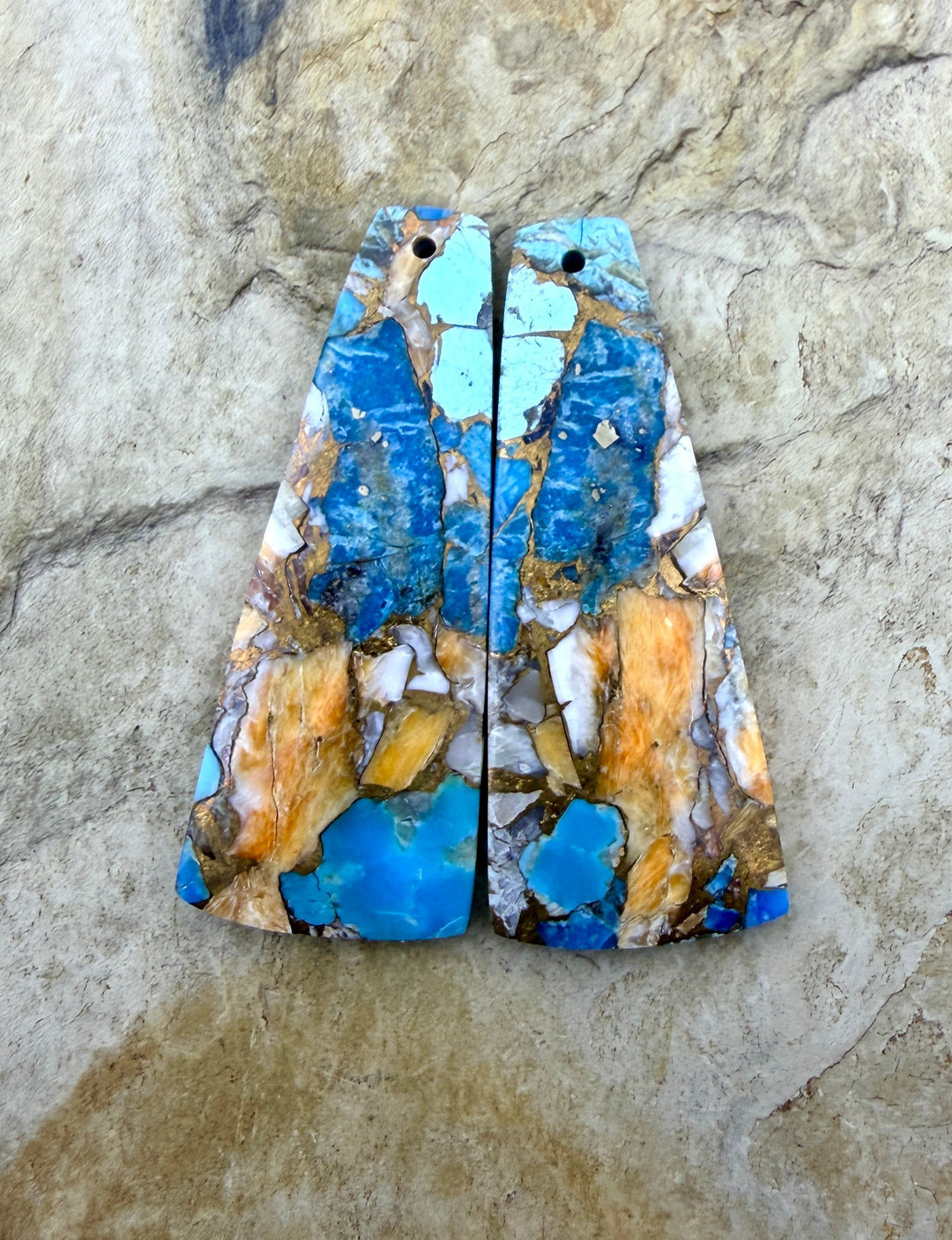 Kingman Turquoise and Orange Spiny Oyster with Bronze