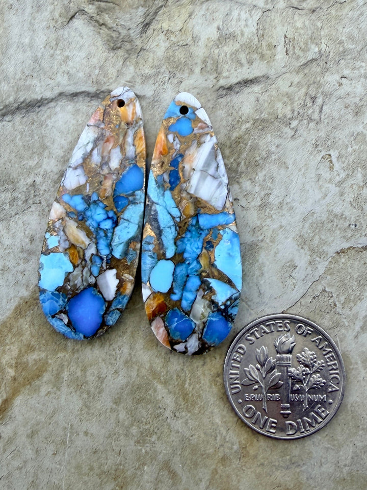 Kingman Turquoise and Orange Spiny Oyster with Bronze