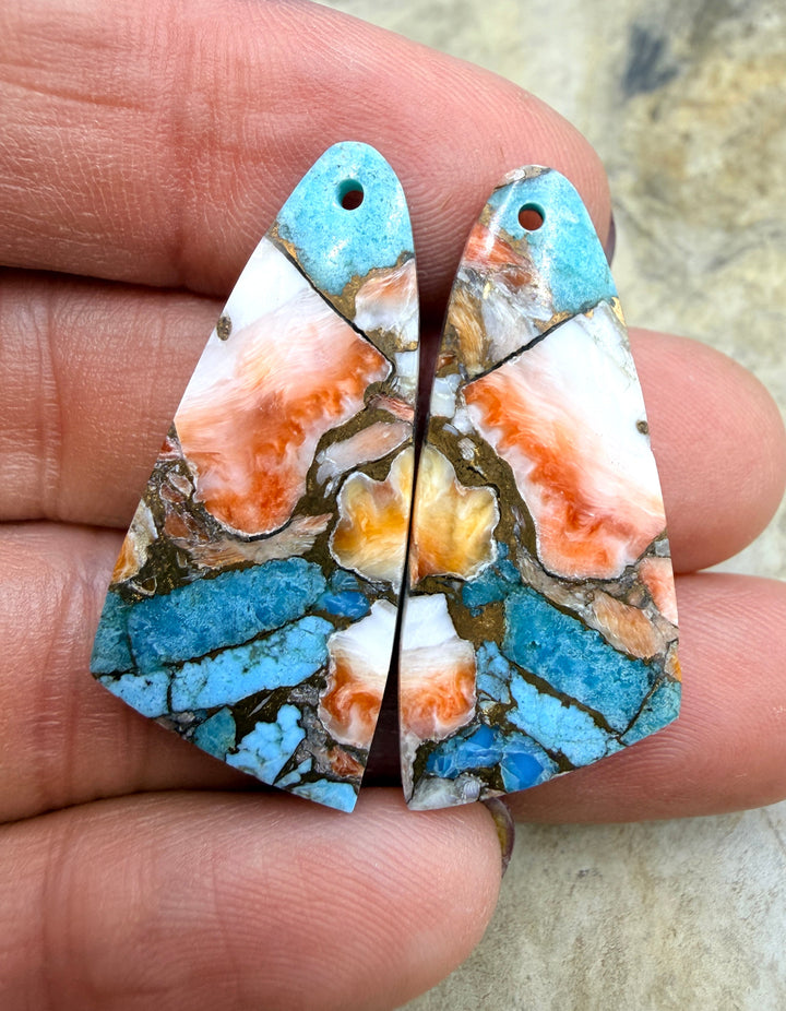 Kingman Turquoise and Orange Spiny Oyster with Bronze
